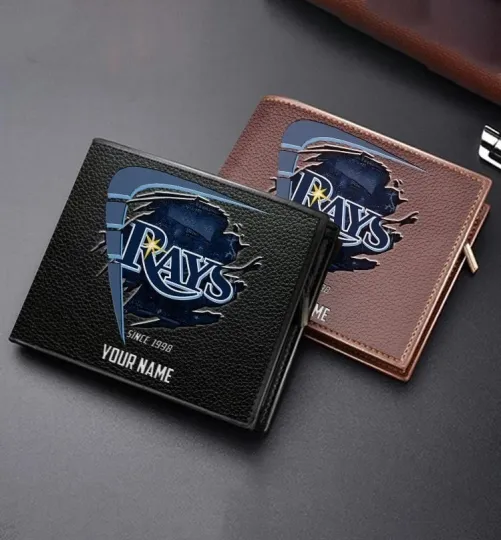 Discover Personalized Tampa Bay Baseball Rayss Team Men's Leather Wallet Gift For Him Dad