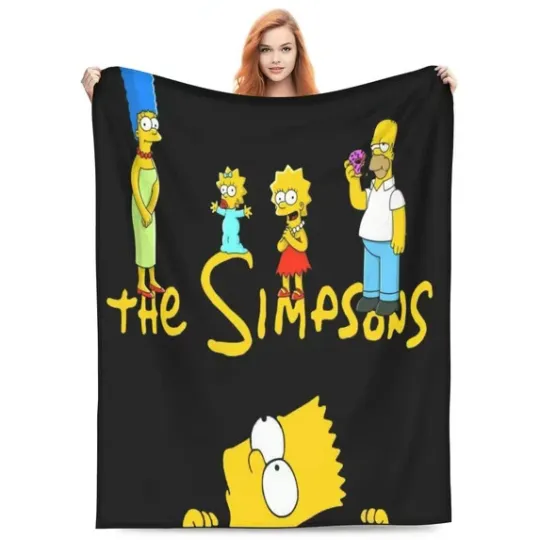 The Simpsons Movie Print Cartoon Fleece Blanket