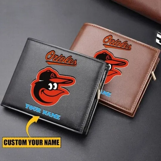 Personalized Baltimore Baseball Orioless Team Men's Leather Wallet Gift For Him