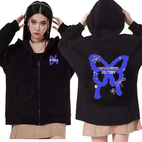 Discover Trendy Butterfly Aitana Graphics Hoodie Mens Gothic Harajuku Zip Up Sweatshirts Cozy Casual Bodywarmer High-quality Jackets Tops