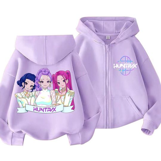 Discover Long Sleeve Autumn Kids New KPop Demon Hunters Zipper Hoodie Sweatshirt Anime Cartoon Boys Clothes Girls Casual