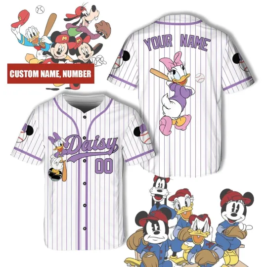 Discover ersonalized Daisy Duck On Game Day 3D BASEBALL JERSEY SHIRT Mother Day Gift