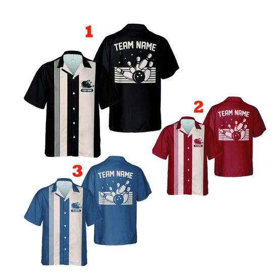 Discover Personalized Retro Bowling Hawaiian Shirt, Custom Name Button Down