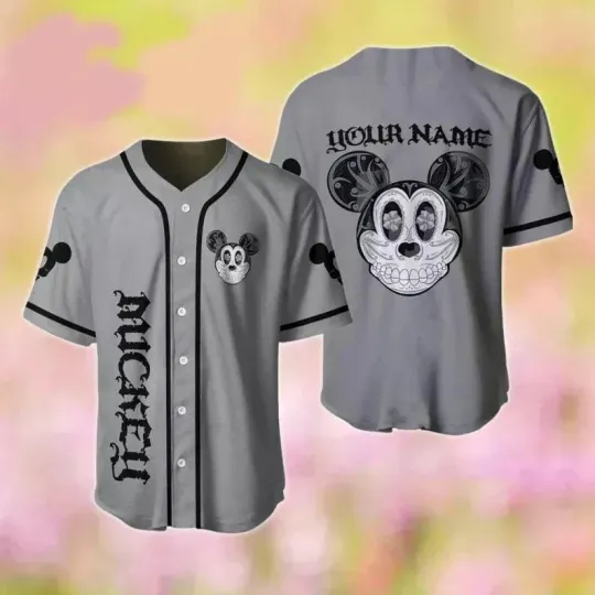 Discover Personalized Horror Mickey Mouse Head Skull 3D BASEBALL JERSEY SHIRT US Size
