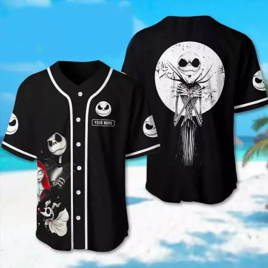 Discover Personalized Nightmares Jack & Sally The Lovers 3D BASEBALL JERSEY SHIRT US Size