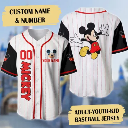 Discover Personalized Mouse Head Character 3D BASEBALL JERSEY SHIRT MOTHER DAY GIFT