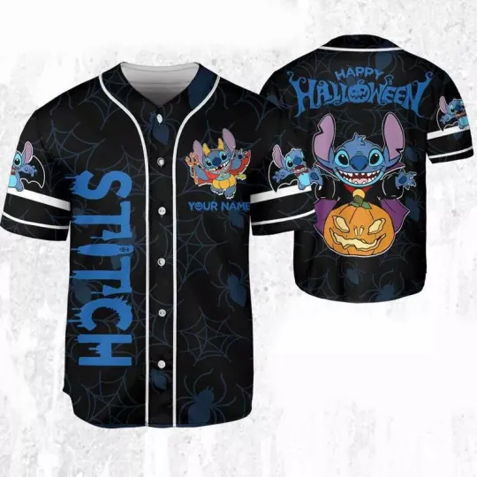 Discover Personalized Horror Pumpkin Stitch Costume Halloween BASEBALL JERSEY SHIRT