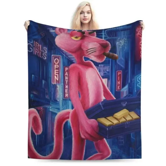 Pink Panther Cartoon Blanket The Pink Panther Home Decor Gift Fleece Blanket