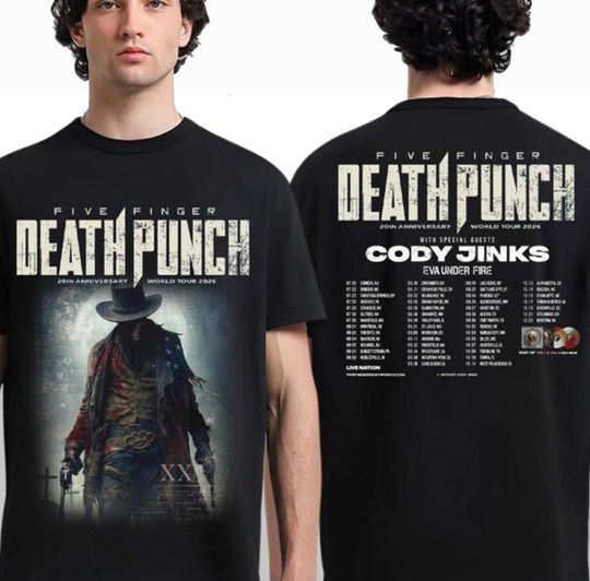 Discover Five Finger Death Punch 20th Anniversary World Tour 2026 North Hoodie Or T shirt