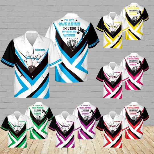 Discover Personalized Bowling Hawaiian Shirt,  Custom Bowling Team Button Up Shirt, Bowling Team Shirt, Bowler Shirts, Gift for Bowlers,Bowling Gifts