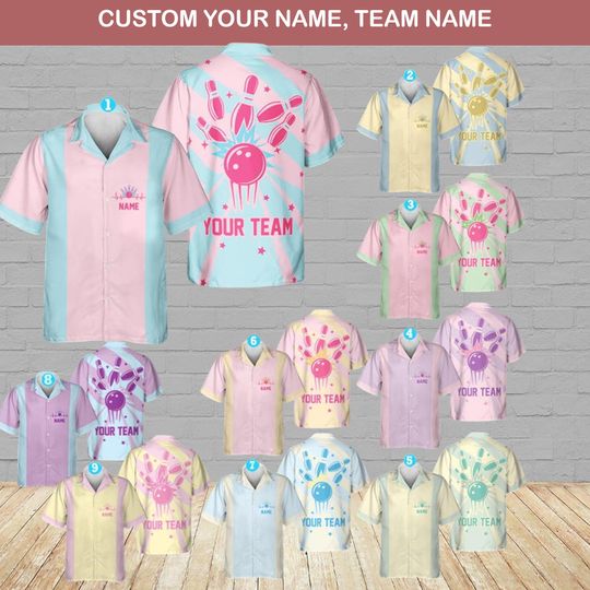Discover Personalized Vintage Bowling Hawaiian Shirt for Men Women Kid Youth, Custom Name Bowling Shirt, Bowling Party Shirt, Bowling Hawaiian Shirt