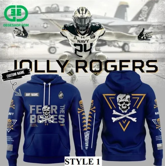 Discover Navy Midshipmen Jolly Rogers Fear the Bone Hoodie 3D Gift For Valentine
