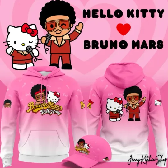 Discover (NO CAP) Bruno Mars x 1Hello Kitty 2026 Limited Hoodie 3D Gift For Valentine