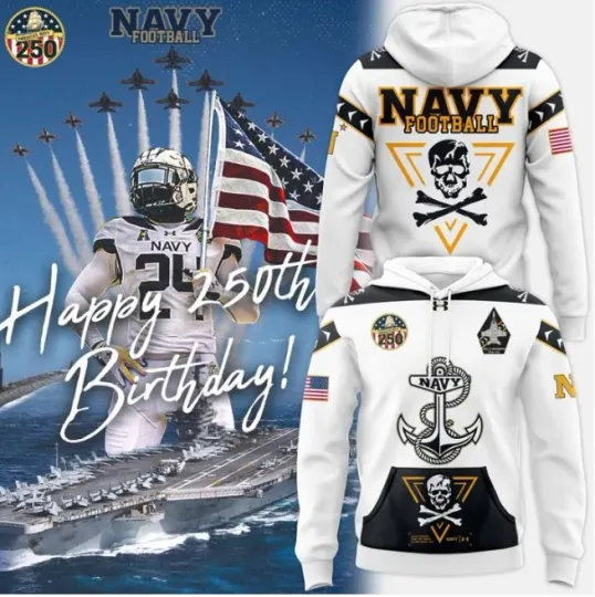 Discover Mens Navy Midshipmen 2024 Rivalry Shield Hoodie 3D Gift For Valentine