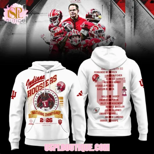 Discover Indiana Champions 2026 White Hoodie 3D Gift For Valentine