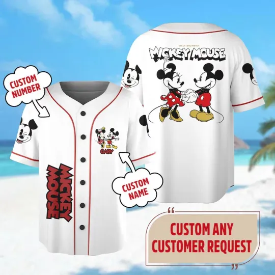 Discover Personalized Mickey and Minnie Mouse 3D BASEBALL JERSEY SHIRT MOTHER DAY GIFT
