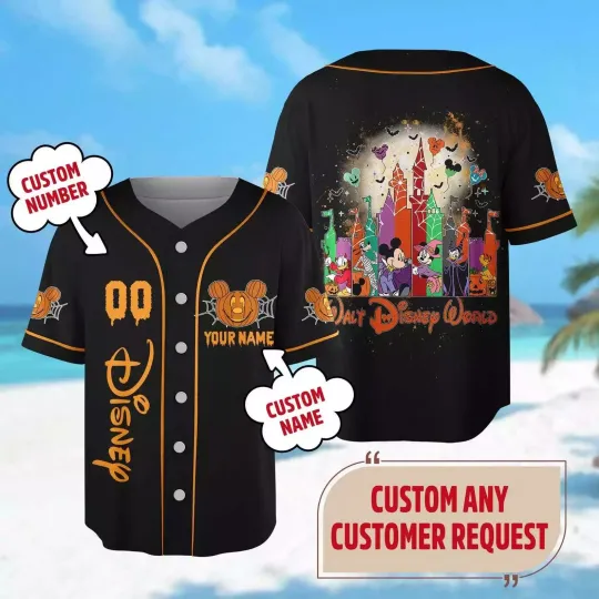 Discover Personalized Mickey And Friends Cosplay Horror 3D BASEBALL JERSEY SHIRT US Size