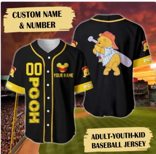 Discover Custom Name & Number Honey Bear 3D BASEBALL JERSEY SHIRT HALLOWEEN GIFT US SIZE