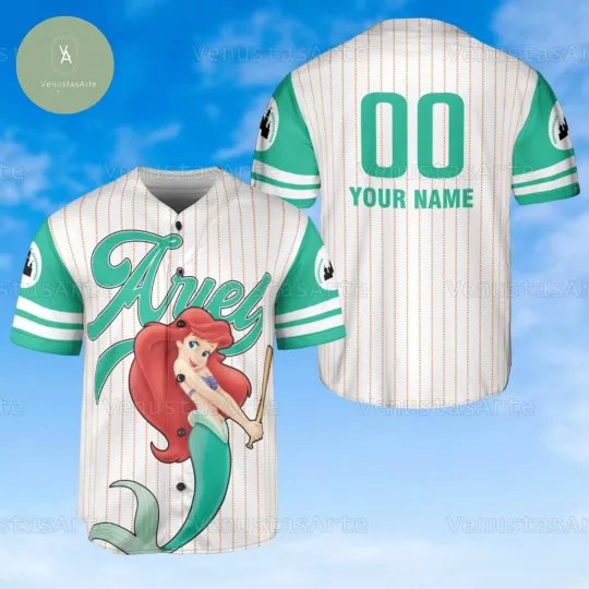 Discover Custom Ariel The Little Mermaid 3D BASEBALL JERSEY SHIRT US Size Best Price