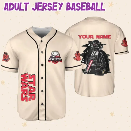 Discover Personalized Star Wars Darth Vader May The Force 3D BASEBALL JERSEY SHIRT