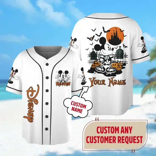 Personalized Mickey Mouse Mickey Skeleton 3D Baseball Jersey Shirt