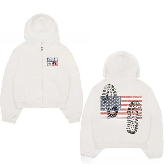 American Street Style Hoodie Cotton Zipper Hoodie Sweater Flag Personalized Printing Y2K Harajuku Fashion Loose Hoodie Coat