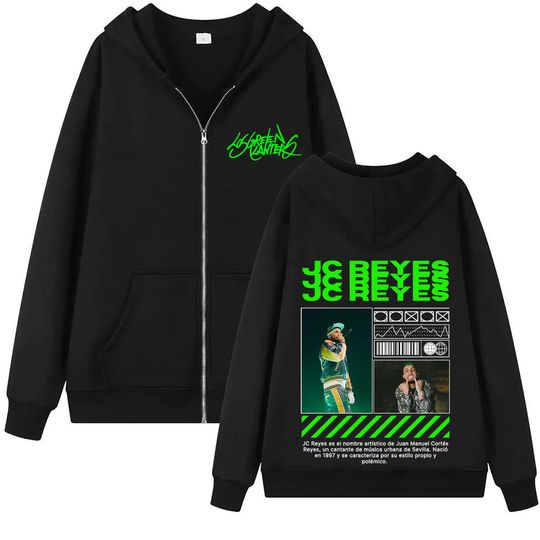 Discover Rapper Jc Reyes Album Tour 2025 Cover Zipper Sweatshirts for Men Vintage 90s Hip Hop Style Jacket Unisex Harajuku Zip Up Hoodies
