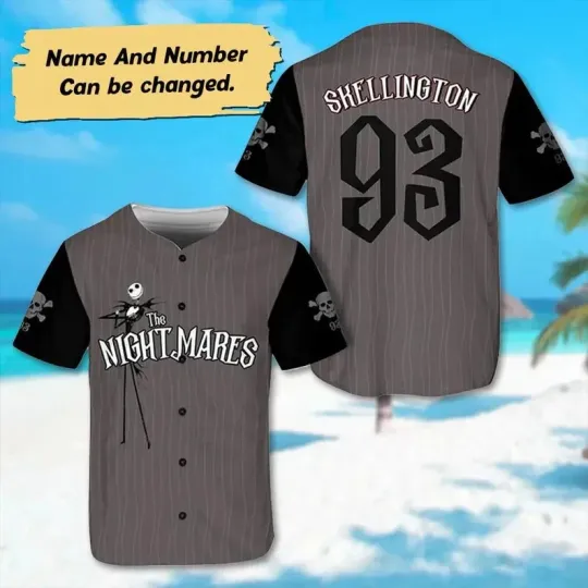Discover Personalized Jack Skellington 3D Baseball Jersey Shirt