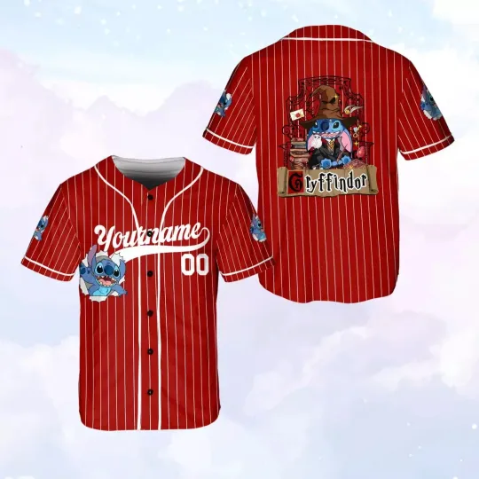 Discover Personalized Wizard Stitch Gryffindor Halloween 3D Baseball Jersey Shirt