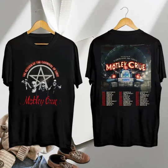 Discover Motley Crue Tour 2026 Shirt, Motley Crue Carnival of Sins T-shirt