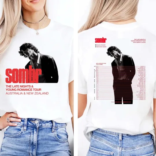 Discover Sombr the Late Nights & Young Romance Tour North America and Europe Tour T-shirt