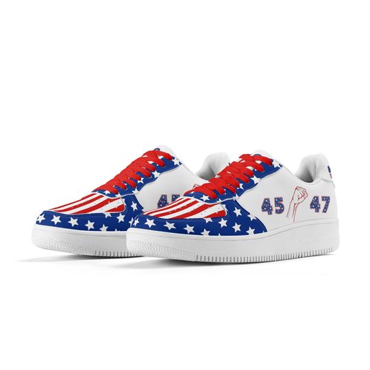 Discover MAGA American Flag Sneakers for Men and Women, US Flag Shoes, Red White Blue Basketball Shoes