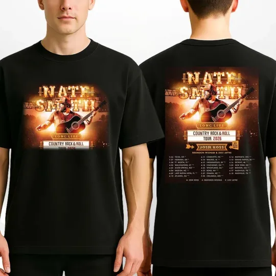 Discover Nate Smith Long Live Country Rock And Roll Tour 2026 T-Shirt