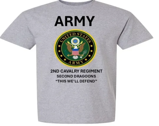 Discover 2nd Cavalry Regiment T-Shirt with Emblem Army