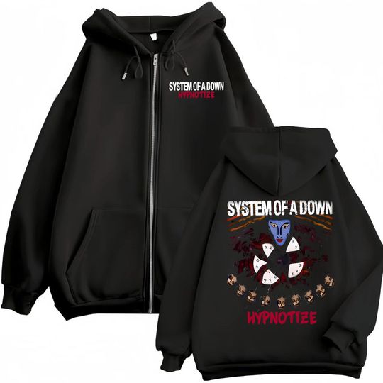 Rock Band SYSTEM OF DOWN Hypnotize Graphic Zipper Hoodie Fashion Vintage Zip Up Pullovers Men Women Casual Fleece Sweatshirts