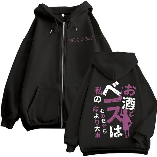 Discover Limited BOCCHI THE ROCK Kikuri Hiroi Anime Zipper Hoodie Harajuku Japanese Style Zip Up Sweatshirt Men Women Oversized Pullovers