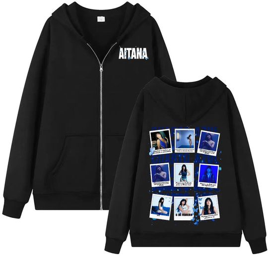 Discover Singer Aitana Cuarto Azul Album 2025 Zip Up Hoodies Men Women Harajuku Aesthetic Long Sleeve Zipper Sweatshirt Jacket Streetwear
