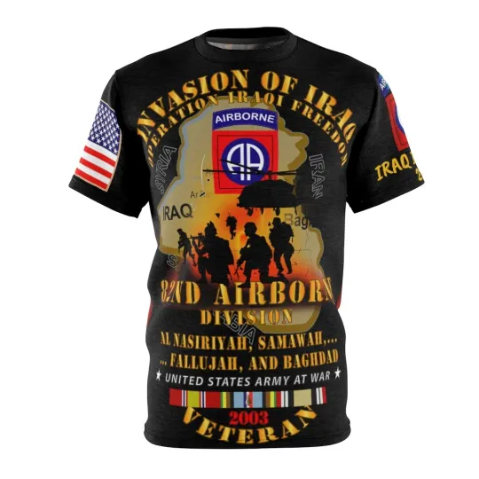 Discover 3D AOP T-Shirt Army 82nd Airborne Division Fallujah Baghdad Nasiriyah Samawah