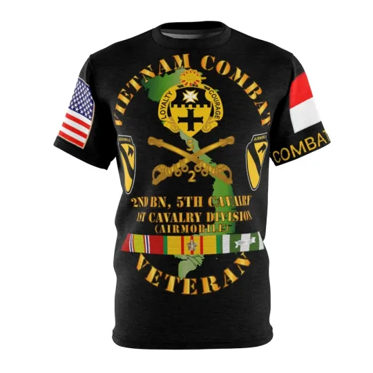 All Over 3D T-Shirt Army 2nd Battalion 5th Cavalry Vietnam Veteran