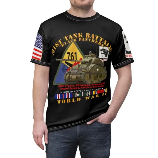 Discover 3D All-Over Print T-Shirt WWII 761st Tank Battalion Black Panthers