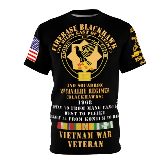 3D T Shirt AOP - 2nd Squadron 1st Cavalry Regiment Firebase Blackhawk 1968 Vietnam
