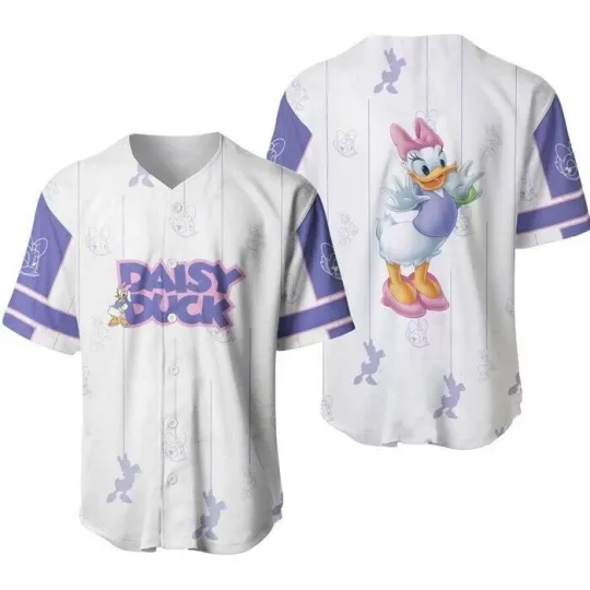 Discover Pretty Daisy Duck Stripes Patterns Cartoon 3D Baseball Jersey Shirt