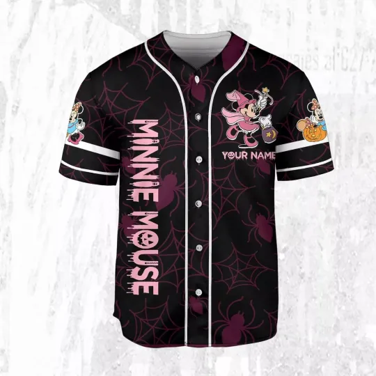Discover Personalized Minnie Mouse Halloween Cute Gift For Fans 3D Baseball Jersey Shirt