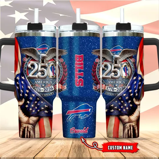 Discover Buffalo Team Football 40oz Stainless Steel H2.0 Flowstate Quencher Tumbler