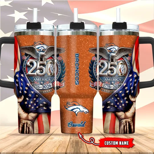 Discover Denver-Football 40oz Stainless Steel H2.0 Flowstate Quencher Tumbler