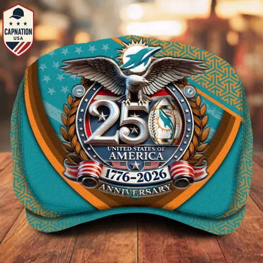 Discover Miami-Football Jeff Cap 250th Anniversary USA 1776-2026 Eagle Patriotic Cap