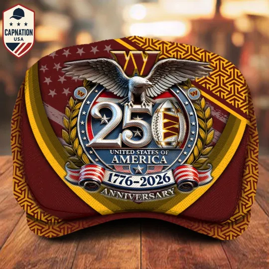 Discover Washington-Football Jeff Cap 250th Anniversary USA 1776-2026 Eagle Patriotic Cap