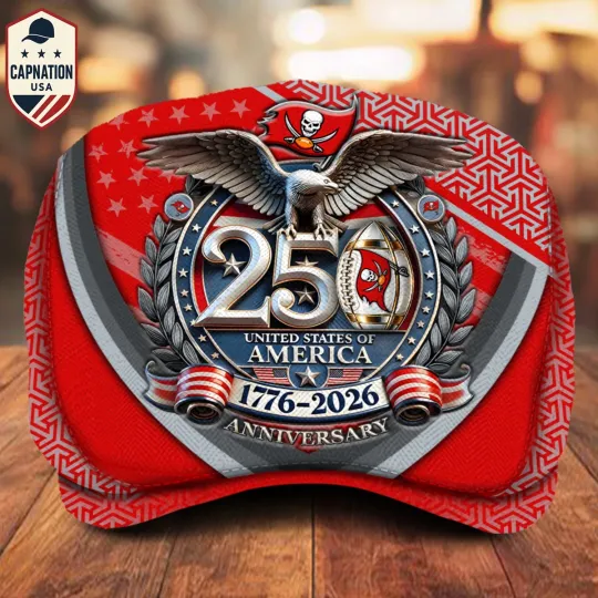 Discover Tampa Bay-Football Jeff Cap 250th Anniversary USA 1776-2026 Eagle Patriotic Ca