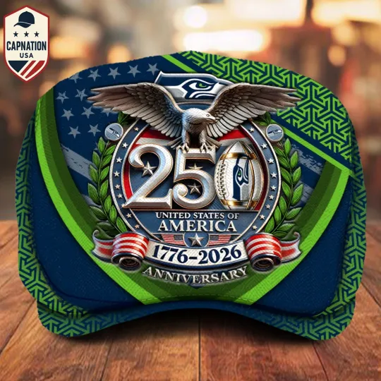 Discover Seattle-Football Jeff Cap 250th Anniversary USA 1776-2026 Eagle Patriotic Cap