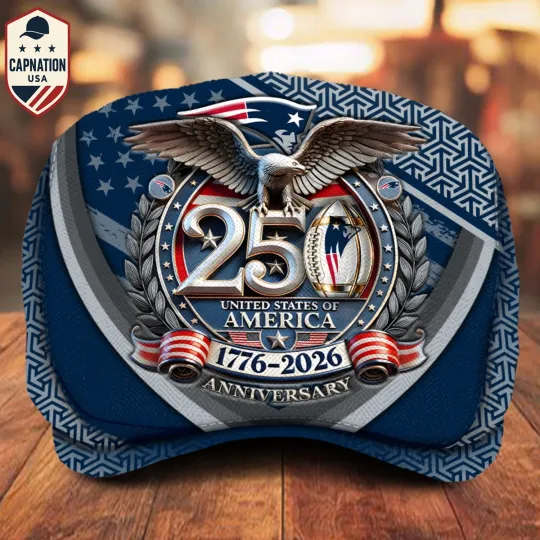Discover NewEngland-Football Jeff Cap 250th Anniversary USA 1776-2026 Eagle Patriotic Cap